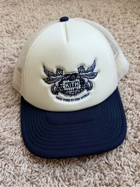 Kith Two-Tone Mesh Trucker Cap in Cream and Navy